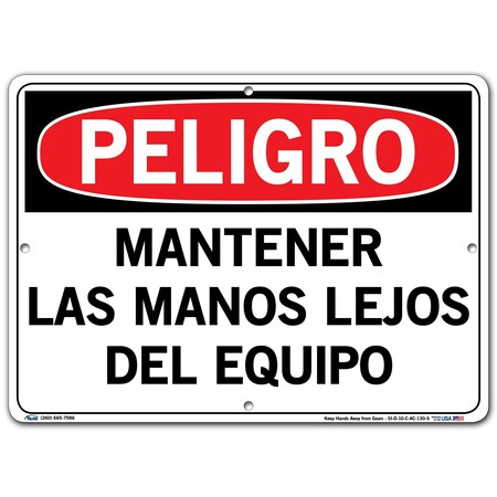 Vestil Aluminum Composite Sign, 10-1/2" Height, 14-1/2" Width, Aluminum Composite, Rectangle, Spanish SI-D-10-C-AC-130-S